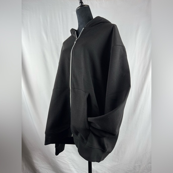 BoohooMAN Fleece Lined Black Zippered Hoodie - Picture 3 of 13